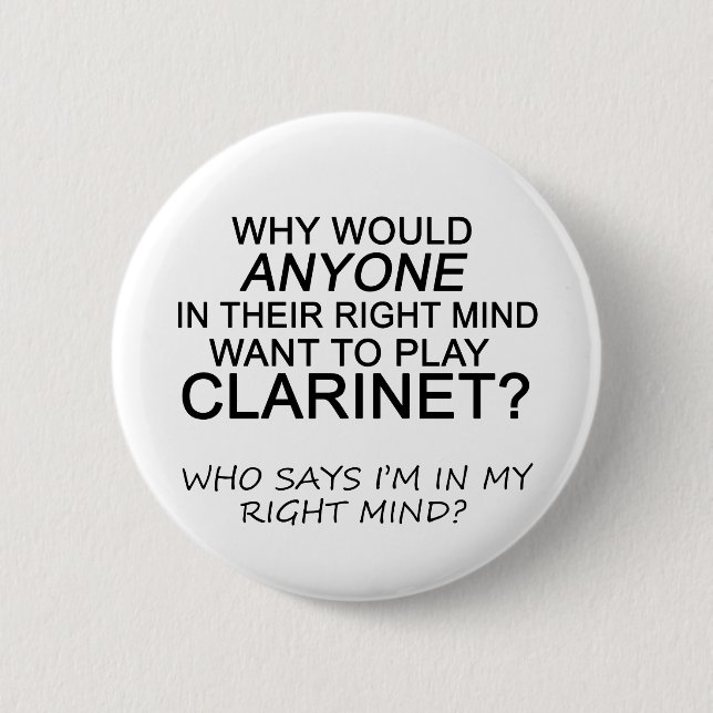 Badge Rond 5 Cm Clarinette droite d'esprit (Devant)