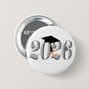 Badge Rond 5 Cm Classe Argent de 2026 Graduation