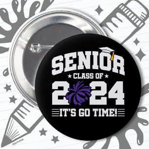 Badge Rond 5 Cm Classe de 2024 Pom-pom girl Squad Cheer Senior 202