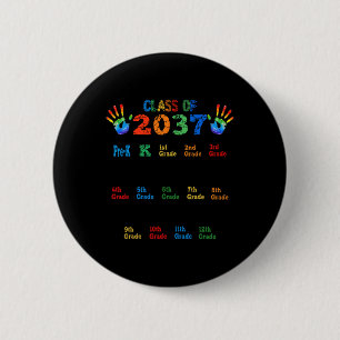 Badge Rond 5 Cm Classe de 2037 Grow With Me Color Handprint Pre-K