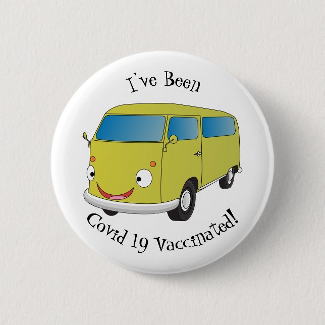 Badge Rond 5 Cm Classic lime green van cartoon (Devant)