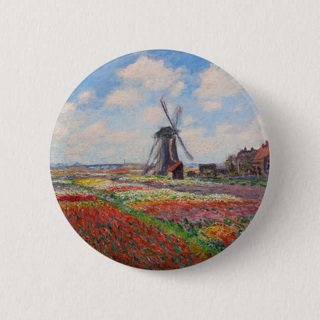Badge Rond 5 Cm Claude Monet - Champ de Tulipes en Hollande (Devant)