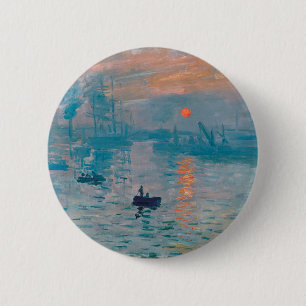 Badge Rond 5 Cm Claude Monet Impression Sunrise Français