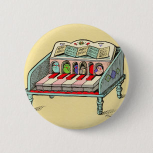 Badge Rond 5 Cm Clavecin actionné par oiseau