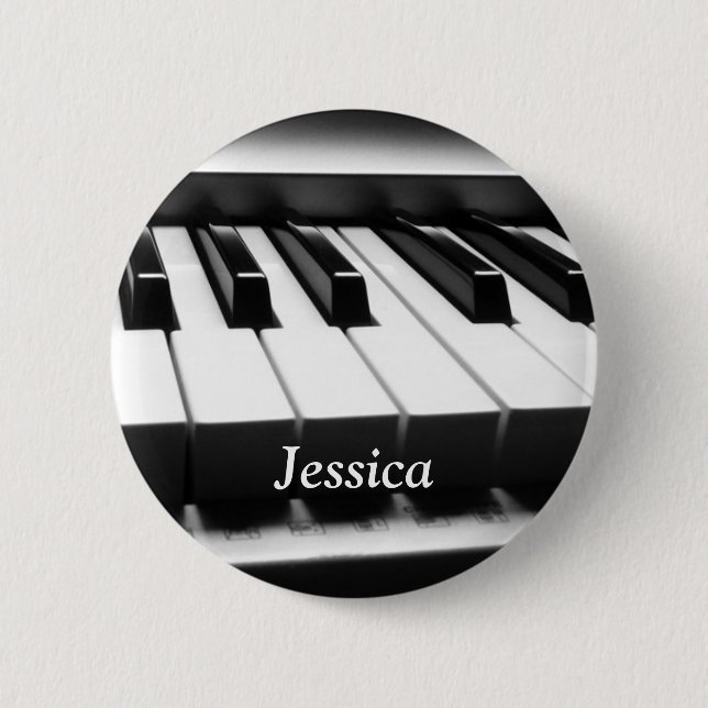Badge Rond 5 Cm Clavier noir et blanc classique (Devant)