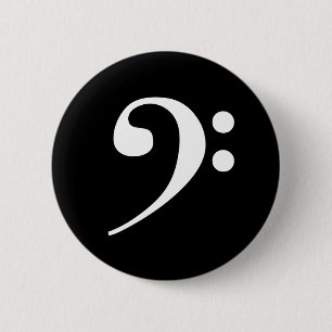 Badge Rond 5 Cm Clé de basse blanche