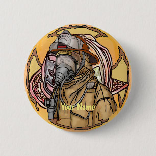 Badge Rond 5 Cm Clé de masque de pompier