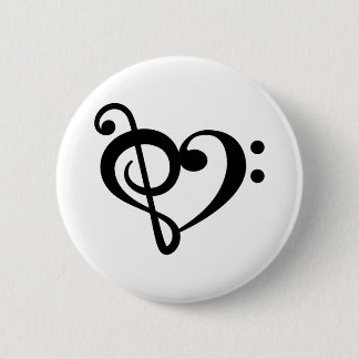 Badge Rond 5 Cm Clé de musique Amour Cœur