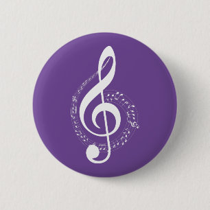 Badge Rond 5 Cm clé de sol blanc violet