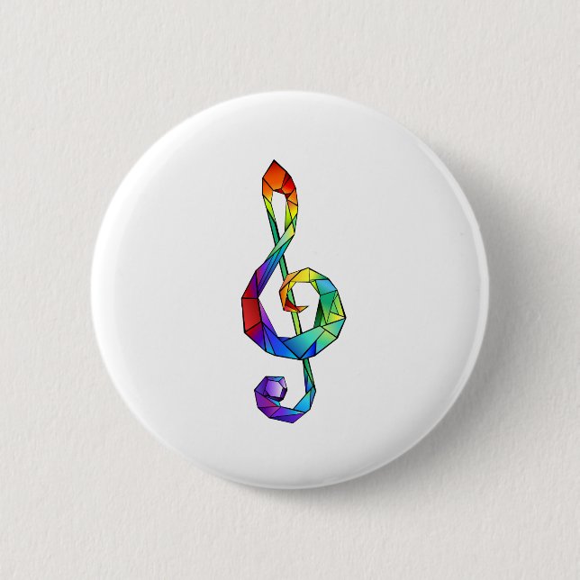 Badge Rond 5 Cm Clé musicale arc-en-ciel (Devant)