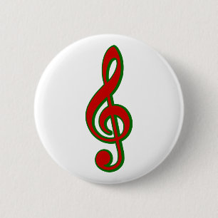 Badge Rond 5 Cm Clef triple de Noël rouge