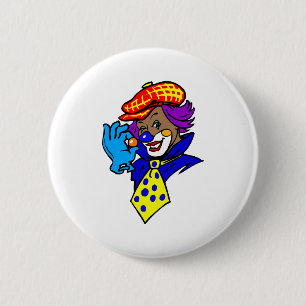 Badge Rond 5 Cm Cligner de l'oeil le clown avec du marbre