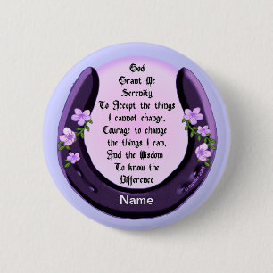 Badge Rond 5 Cm Clin de sérénité violet en fer à cheval