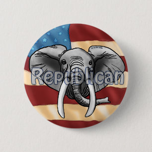 Badge Rond 5 Cm Clin d'éléphant gris républicain