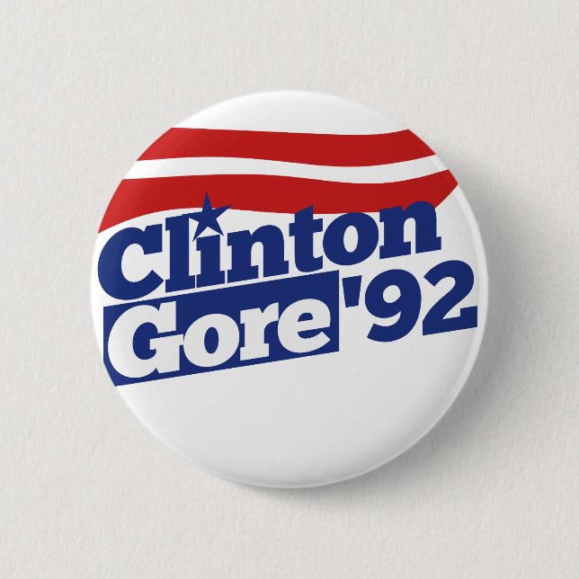 Badge Rond 5 Cm Clinton Gore 92 politique rétro (Devant)