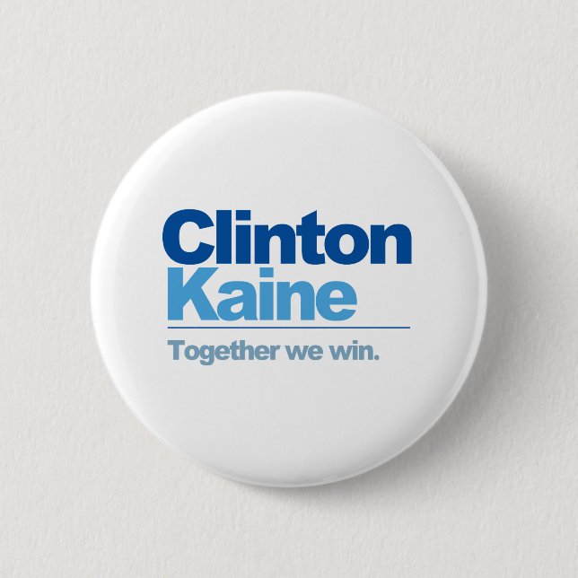 Badge Rond 5 Cm Clinton Kaine - ensemble nous gagnons (Devant)