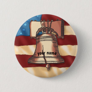 Badge Rond 5 Cm Cloche de la Liberté bouton