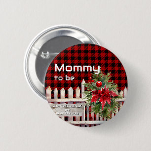 Badge Rond 5 Cm Clôture de Noël Plaid de Buffalo Future Maman