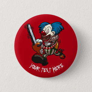 Badge Rond 5 Cm Clown à tronçonneuse colorée Halloween Horreur des