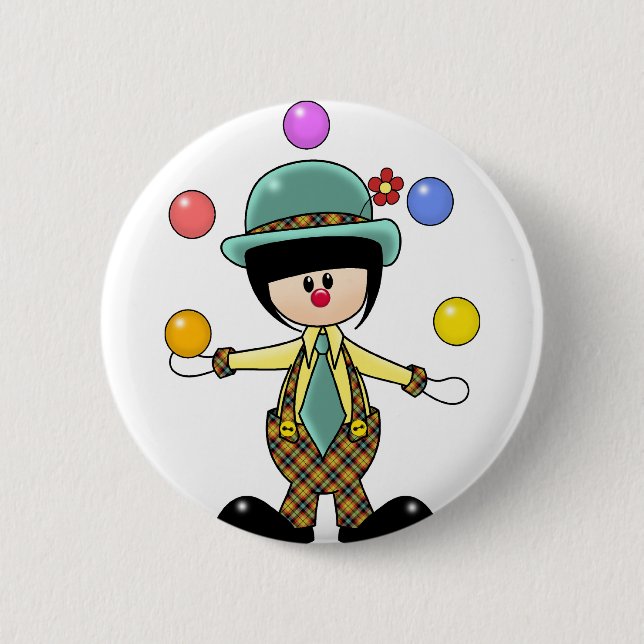 Badge Rond 5 Cm Clown de jonglerie fait sur commande (Devant)