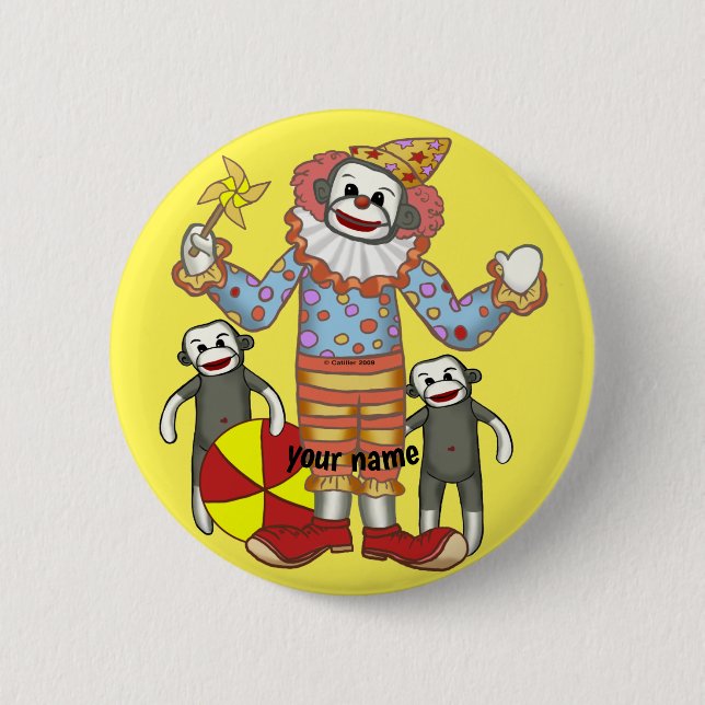 Badge Rond 5 Cm Clown de singe de Sock (Devant)