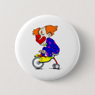 Badge Rond 5 Cm Clown sur le tricycle