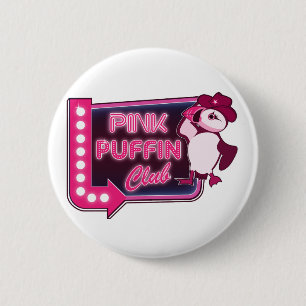Badge Rond 5 Cm Club de Puffin rose