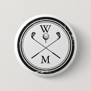 Badge Rond 5 Cm Clubs de golf à monogramme personnalisé