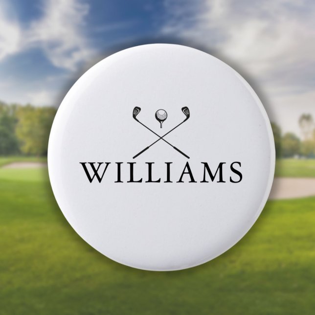 Badge Rond 5 Cm Clubs de golf personnalisés avec nom classique (Créateur téléchargé)