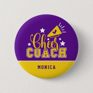 Badge Rond 5 Cm Coach Cheer personnalisé violet et jaune