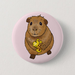 Badge Rond 5 Cm Cobaye avec escargots 