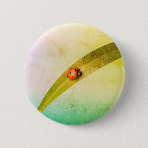 Badge Rond 5 Cm Coccinelle feuille