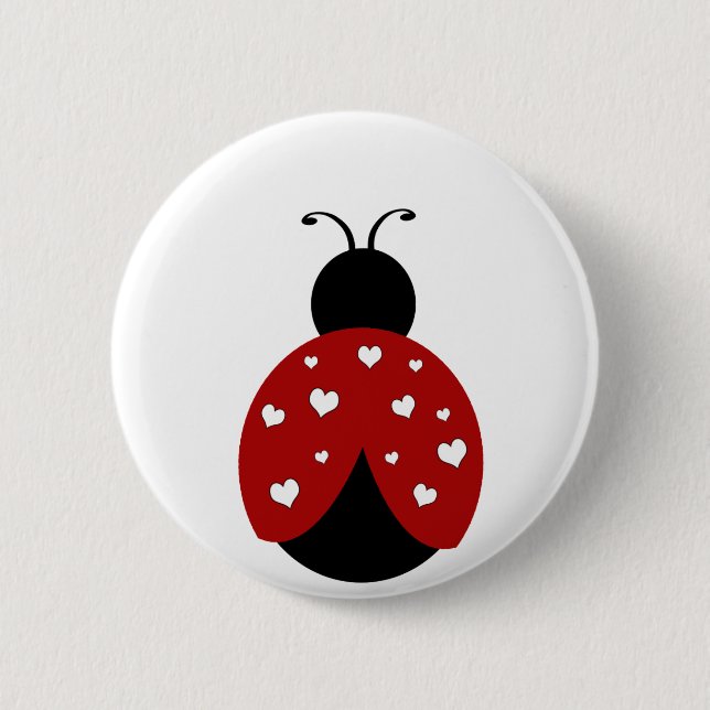 Badge Rond 5 Cm Coccinelle noire et rouge de coeur (Devant)
