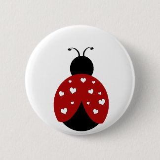 Badge Rond 5 Cm Coccinelle noire et rouge de coeur