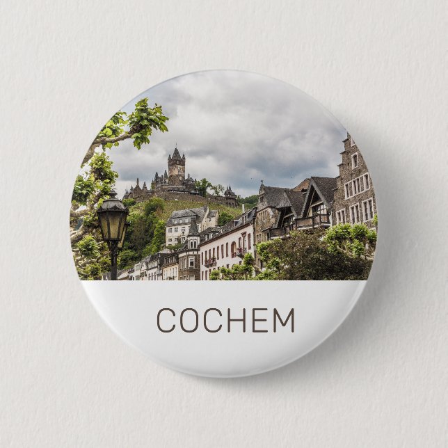 Badge Rond 5 Cm Cochem Moselle Panorama Allemagne Souvenir (Devant)