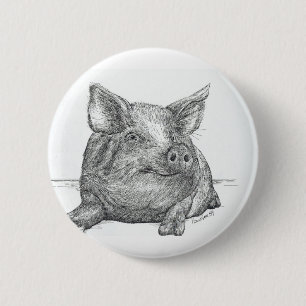 Badge Rond 5 Cm Cochon