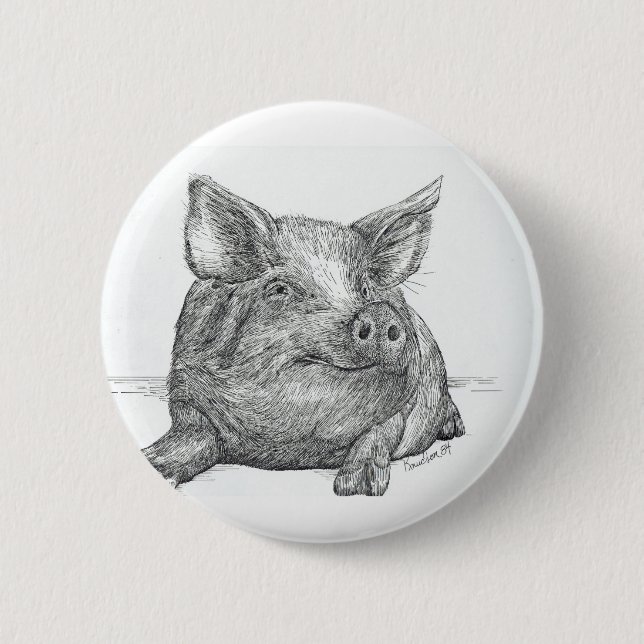 Badge Rond 5 Cm Cochon (Devant)