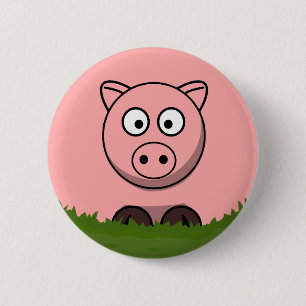 Badge Rond 5 Cm Cochon caricatural rond amusant