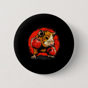 Badge Rond 5 Cm Cochon d'Inde de boxe avec gants de boxe Kickboxin