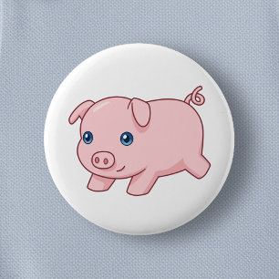 Badge Rond 5 Cm Cochon Porcelet Mignon en Course