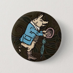 Badge Rond 5 Cm Cochon portant une veste Antique formelle