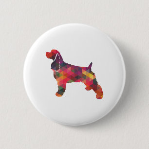 Badge Rond 5 Cm Cocker Spaniel Chien Motif géométrique Silhouette