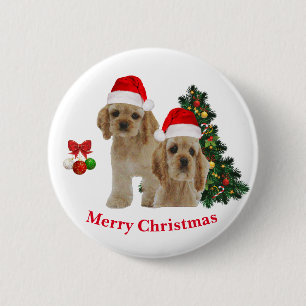 Badge Rond 5 Cm Cocker spaniel Christmas