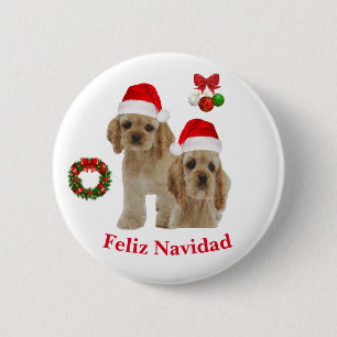 Badge Rond 5 Cm Cocker spaniel Feliz Navidad 