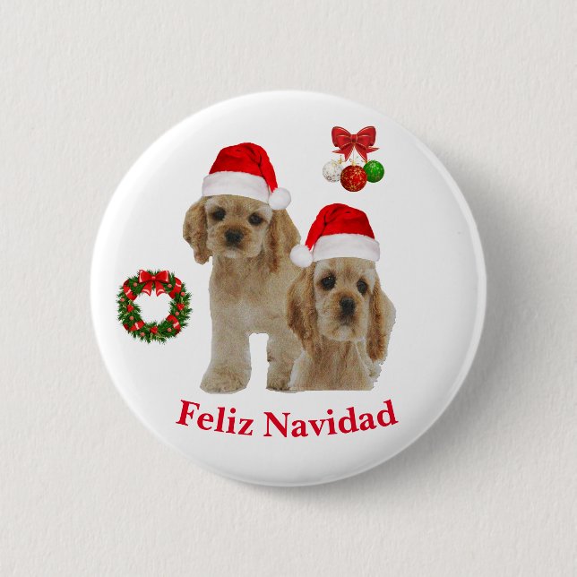 Badge Rond 5 Cm Cocker spaniel Feliz Navidad (Devant)