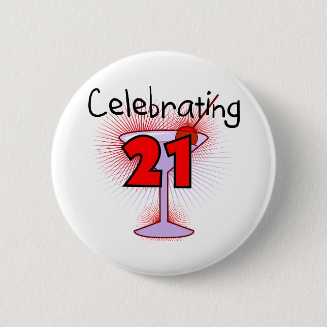 Badge Rond 5 Cm Cocktail célébrant 21 T-shirts et cadeaux (Devant)