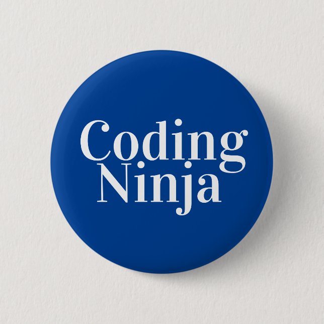 Badge Rond 5 Cm Codage Ninja Bleu Blanc (Devant)