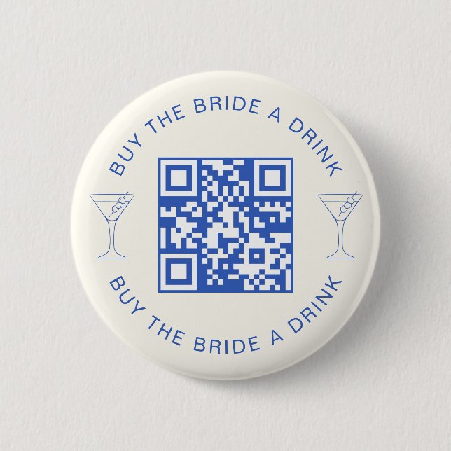 Badge Rond 5 Cm Code QR Acheter une Boisson à la Mariée Enterremen (Devant)