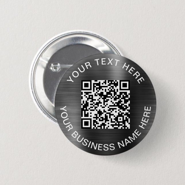 Badge Rond 5 Cm Code QR argent promotionnel moderne (Devant & derrière)