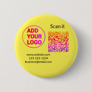 Badge Rond 5 Cm Code QR minimal simple ajouter un logo scanner nom